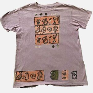 Early 90's Blue Fish Clothing Men's Hand-Printed Art T Shirt Rare Lagenlook